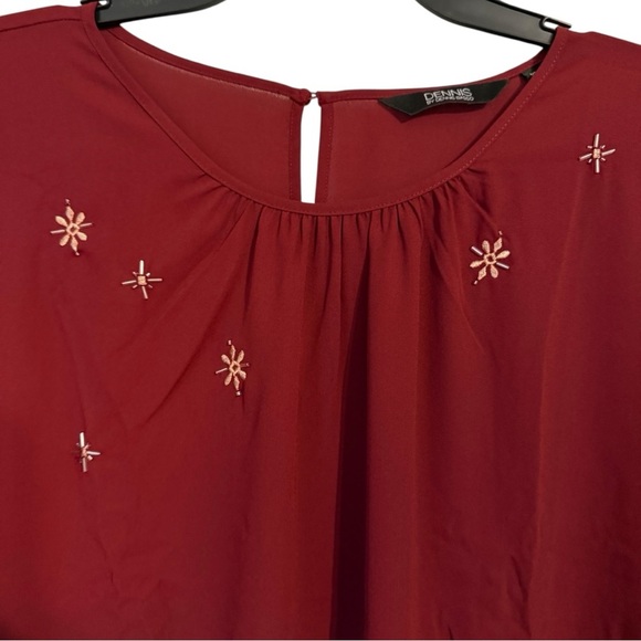 🌹 NWT:DENNIS BASSO EMBROIDERY/BEADED RUFFLE SLEEVE BLOUSE - Picture 5 of 9